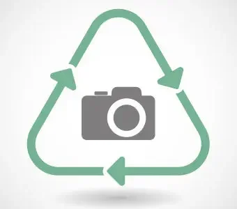 Kamera-Symbol mit grünem Recycling-Dreieck