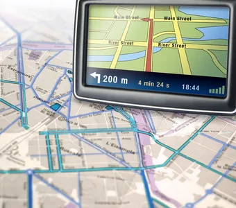 Navigationssystem auf einem Stadtplan
