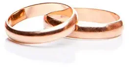 Abbildung von zwei rotgoldenen Ringen