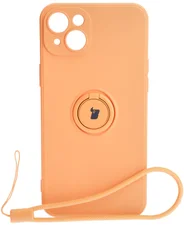 Bizon Schutzhülle Case Silicone Ring Sq für Apple iPhone 15 Plus Orange