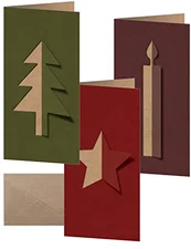 sigel Weihnachts-Karten Set DIN lang Kraftpapier 3 Motive 10-Stk. Cut-out style (DS082)