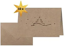 sigel Weihnachts-Karten Set A6 quer Kraftpapier 10-Stk. Christmas tree (DS071)