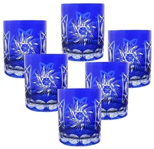 Cristalica Whiskyglas blau Schleuderstern 6er Set (280ml)