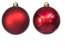 Decoris Box 6 red christmas balls 80 mm