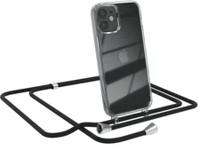 Eazy Case Handykette kompatibel mit Apple iPhone 12 Mini Kette, Handyhülle mit Umhängeband, Handykordel, Schutzhülle, Kette, Silikonhülle, Silikon Cover, Schwarz