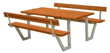 Plus A/S Wega Picknicktisch mit 2 Rückenlehnen Kiefer-Fichte 177 cm teakfarben