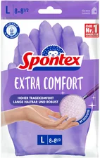 Spontex Gummihandschuhe Extra Comfort, 12307018, Naturkautschuk mit Latex, lila, Größe L