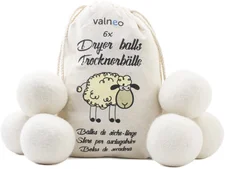 valneo 6 Trocknerbälle für Wäschetrockner in grau aus 100% natürlicher Schafwolle - öko Waschball - Dryer Balls als Weichspüler für Ihren Trockner geeignet