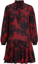 Boss Kleid mit Volantkragen und Rosen-Print (50502254) schwarz/rot