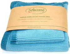 Solwang FRAME AZUR BLAU 2er Set Wischtuch und Handtuch Baumwolle