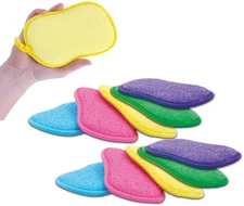 LIVINGTON DuoSponge Set - 10 Stück - 2-fach Schwamm für kratzfreie Reinigung - reinigt & poliert - Reinigungsschwamm - Schwammtücher - Nass & Trockenreinigung - Putztücher in versch. Farben