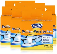 Swirl Brillen Putztücher 30 stk. Tücher - Mit Anti-Beschlag-Effekt (6er Pack)