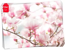 Tischsetmacher Tischset Frühling, Ostern & Blumen - Rosa Magnolien, (aus Naturpapier in Aufbewahrungsmappe für tolles Ambiente, 12-St., 44 x 32 cm / rosa-weiß)