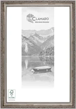 Clamaro VIKTOR' Antik Massivholz | Grau Silber | Shabby Chic Vintage Barock | Holzrahmen inkl. Acrylglas, Rückwand, Aufhänger (Querformat & Hochformat), Größe:23x17