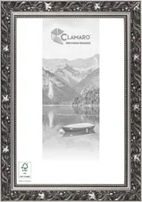 Clamaro Ludwig' Antik Massivholz | Schwarz Grau Silber | Shabby Chic Vintage Barock | Holzrahmen inkl. Acrylglas, Rückwand, Aufhänger (Querformat & Hochformat), Größe:67,7x47,7