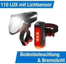 Fischer-Bike LED-Akku Beleuchtungs-Set Twin Stop 110 Lux