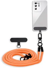 Cadorabo Handykette für Nokia Lumia 535 in ORANGE - Handy Hülle mit Verstellbaren Band Kordel zum Umhängen