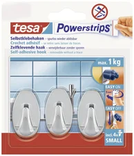 Tesa Powerstrips Small Oval chrom 3 Haken / 4 Strips Small