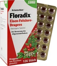 Duopharm Floradix Kräuterblut Eisen-Folsäure Dragees glutenfrei (126 Stk.)