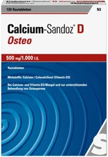 Sandoz Calcium Sandoz D Osteo 500 mg/1.000 I.E. Kautabletten (120 Stk.)