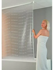 ECO-DuR Kassetten-Duschrollo de luxe 134x240cm Shower silber/weiß