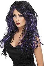 Smiffys Black and purple adult wig