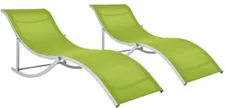 vidaXL Sunbeds Folding in Green Fabric (2 Pieces)