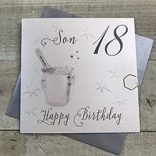 White Cotton Cards Wbs18-S Sektkühler, 18"Son Happy Birthday Zum 18. Geburtstag, Weiß