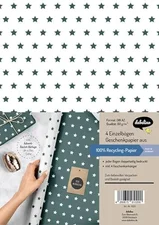 dabelino Weihnachtsgeschenkpapier-Set Sterne grün/ weiß