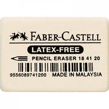 Faber-Castell Radiergummi Kautschuk 40x27x13mm weiß für Blei- + Farbstifte (184120)