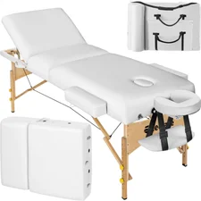 TecTake Zonen Massageliege mit 10cm Polsterung und Holzgestell weiß