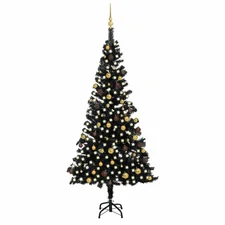 vidaXL Künstlicher Weihnachtsbaum mit LEDs & Schmuck schwarz 240cm (3077506)