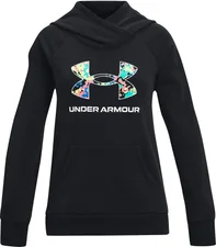 Under Armour Girls' UA Rival Fleece Core Logo Hoodie (1366399-001) black/retro pink