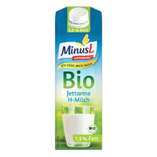 MinusL Bio laktosefreie fettarme H-Milch 1,5% Fett