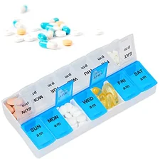 Relaxdays Tablettenbox für 7 Tage weiß-blau