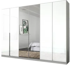 Die Möbelfundgrube Kleiderschrank alabama Spiegeltüren - weiß hochglanz - 271 cm - 6 Türen