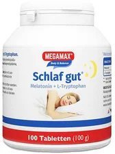 Megamax Schlaf Gut Melatonin + L-Tryptophan Tabletten (100 Stk.)