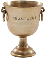 möbelando Champagnerkühler Gold 28,5x37,5x28,5 cm Aluminium Massiv Sektkühler Groß