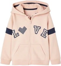 Vertbaudet "Love" Zipped Jacket With Hood light pink