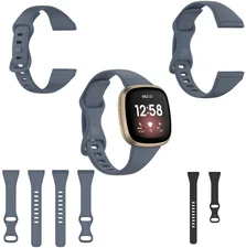 Aquido Fitbit Versa 4 / Versa 3 / Sense Kunststoff / Silikon Armband für Männer / Größe L Cyan-Blau Uhr