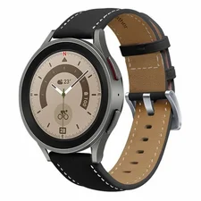Aquido Samsung Watch 5 / 5 Pro 40 / 44 / 45 mm Uhr Echt Leder Armband V \"A\" Ersatz Arm Band Schwarz