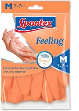 Spontex Feeling Handschuhe Größe 7-7,5 mit Latex orange