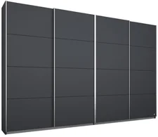 QUARTIER Kleiderschrank PANORAMA 271 x 62 cm NB grau metallic - mit 4 Schwebetüren