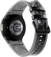 Aquido Samsung Galaxy Watch 5 40mm5 Pro 45mm / 5 44mm / 4 40mm / 4 44mmenarmband aus Silikon und Kunstleder Schwarz / Grau