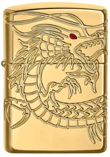 Zippo 60000685 Jim Beam, Chrom, Armor High polish Gold Plate with Epoxy Inlay (Dragon Multi Cut)