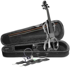 Stagg EVN X-4/4 MBK 4/4 E-Violine Set E-Geige Schwarz Metallic