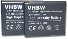 vhbw 2 x Akku Set 600mAh kompatibel mit Kamera Sony Cybershot DSC-TX9, DSC-TX10, DSC-TX20, DSC-TX55, DSC-TX100, DSC-TX100V, DSC-T99 Ersatz fr NP-BN1