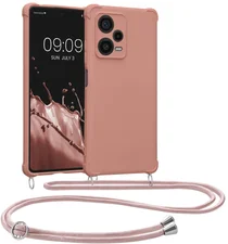 kwmobile Necklace Case kompatibel mit Xiaomi Redmi Note 12 Pro+ 5G / Note 12 Pro Plus 5G Hülle - Cover mit Kordel zum Umhängen - Silikon Schutzhülle Perlmutt