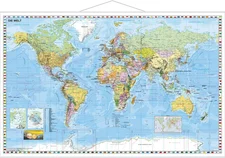 Stiefel Eurocart Weltkarte deutsch Kleinformat. Wandkarte mit Metallleiste 93x60x13,1 cm