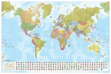 Falk Marco Polo Weltkarte - Staaten der Erde mit Flaggen 1:35 Mio., plano in Hülse 120x80cm
